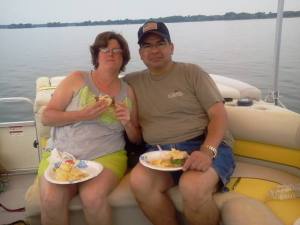 A picnic lunch on my parent's boat this summer 2014 